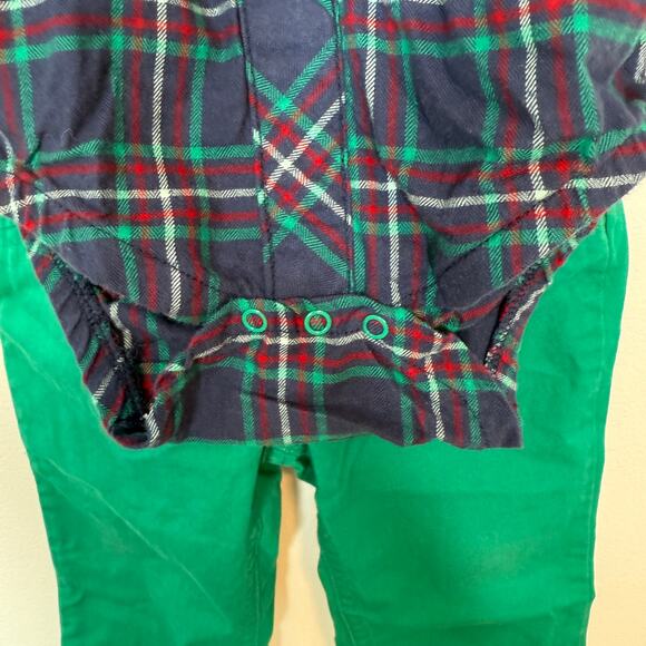 Cat & Jack Baby Boy Plaid Suspenders Holiday Christmas Set Size 12 Months - Picture 4 of 11